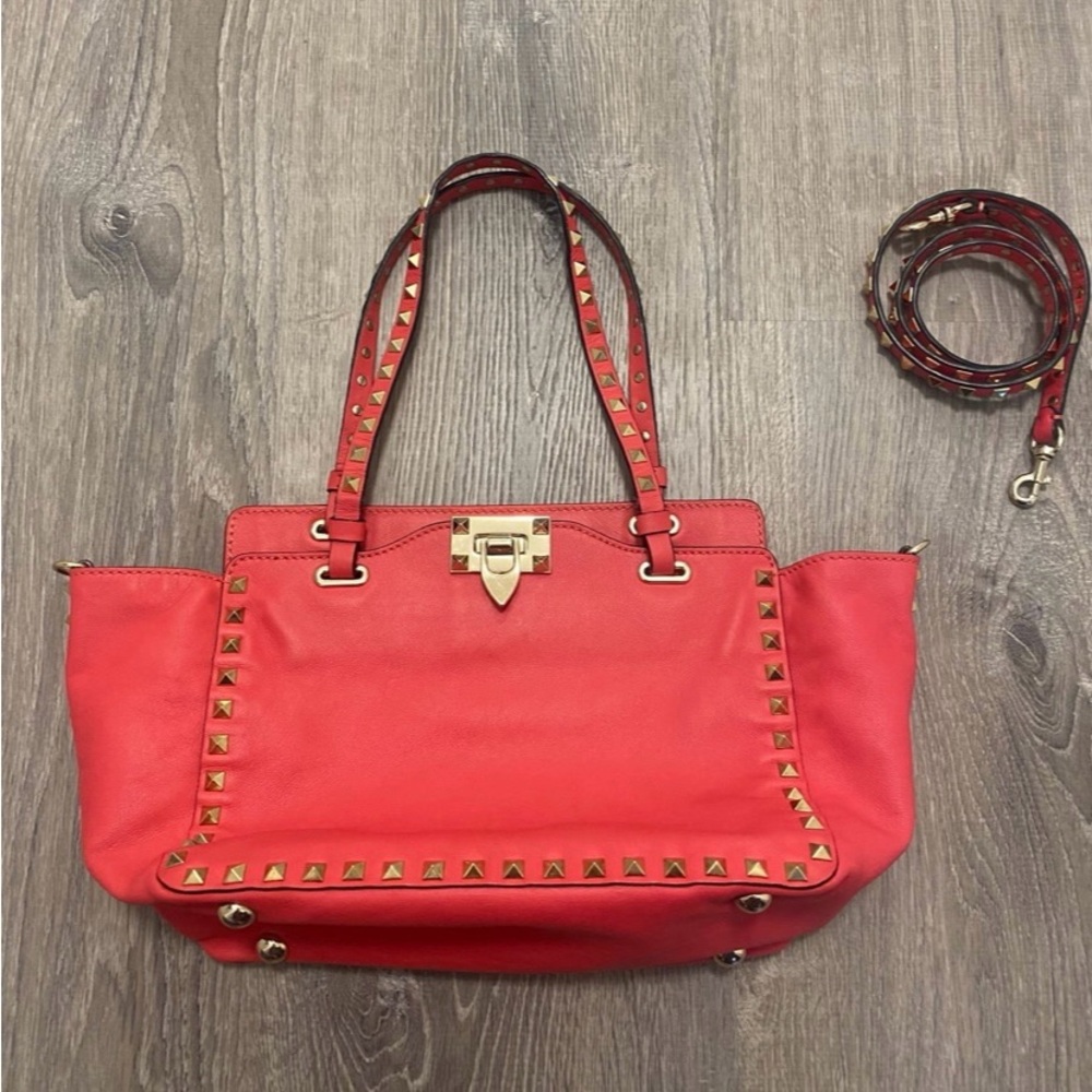 Valentino Garavani Rockstud Pink Small Tote Calfskin leather Bag - Picture 3 of 13